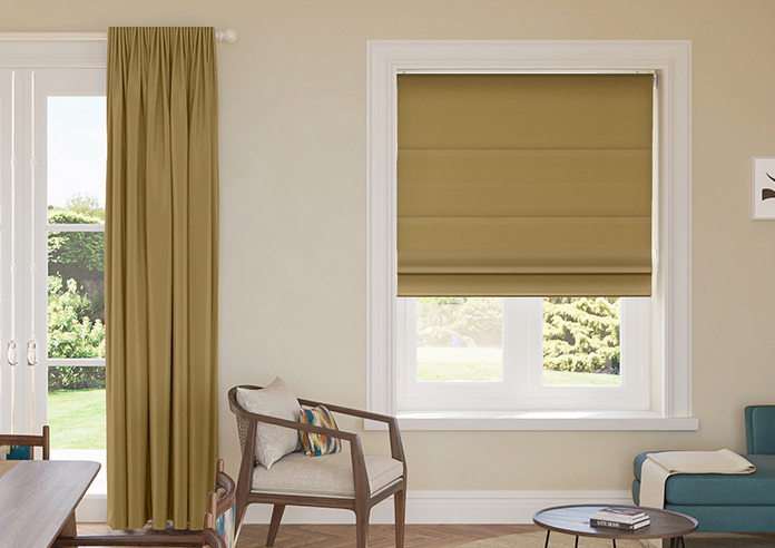 Kyoto Faux Silk, Gold - Motorised Roman Blind - Image 3